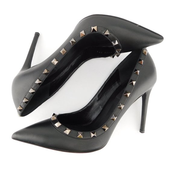 VALENTINO Rockstud Black Leather Pumps 39.5 - Picture 6 of 9